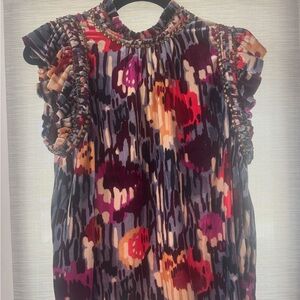 Ulla Johnson Multicolor Abstract Velvet Blouse
